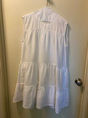 Velvet Graham & Spencer White Linen Tiered Mini Dress Sleeveless Size Small